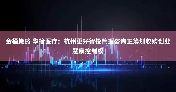 金橘策略 华检医疗:杭州更好智投管理咨询正筹划收购创业慧康控制权